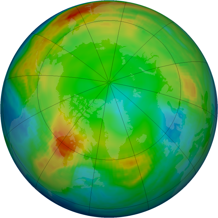 Arctic ozone map for 11 January 1983
